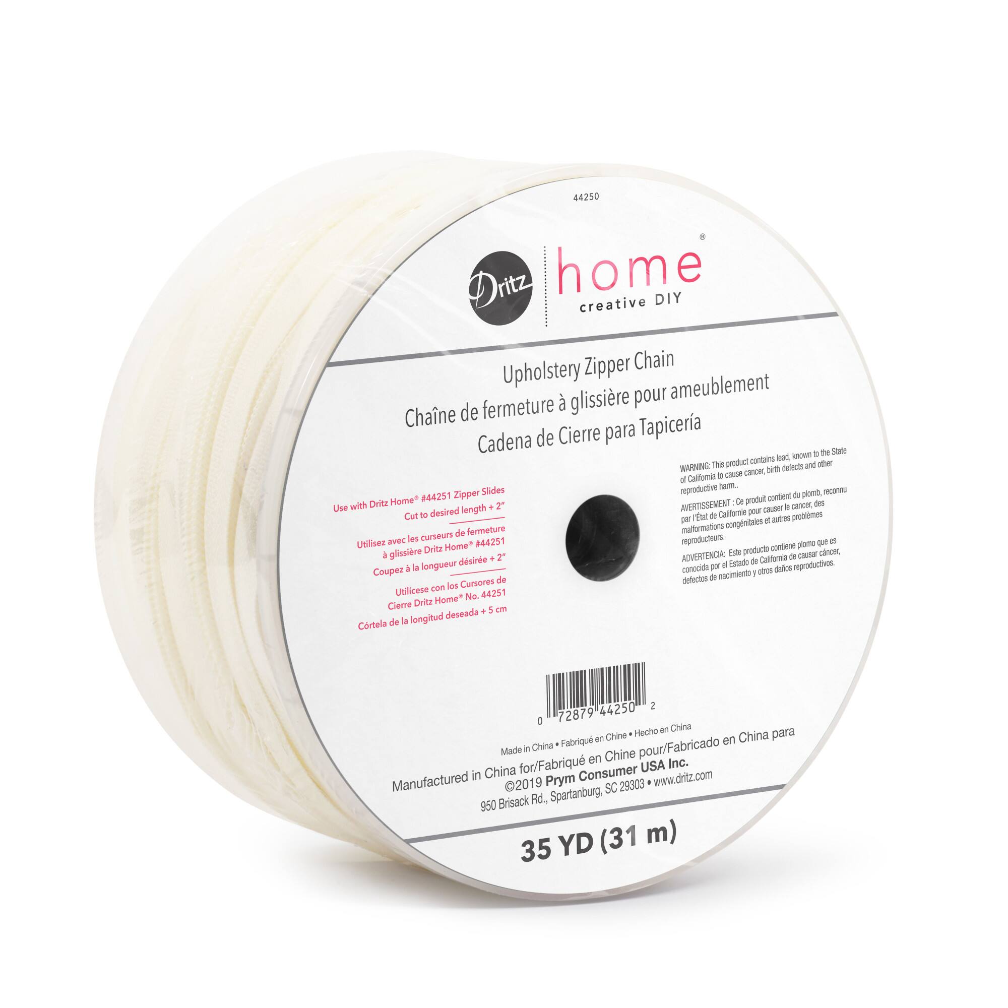 Dritz® Home Cream Nylon Upholstery Zipper Chain, 35yd.